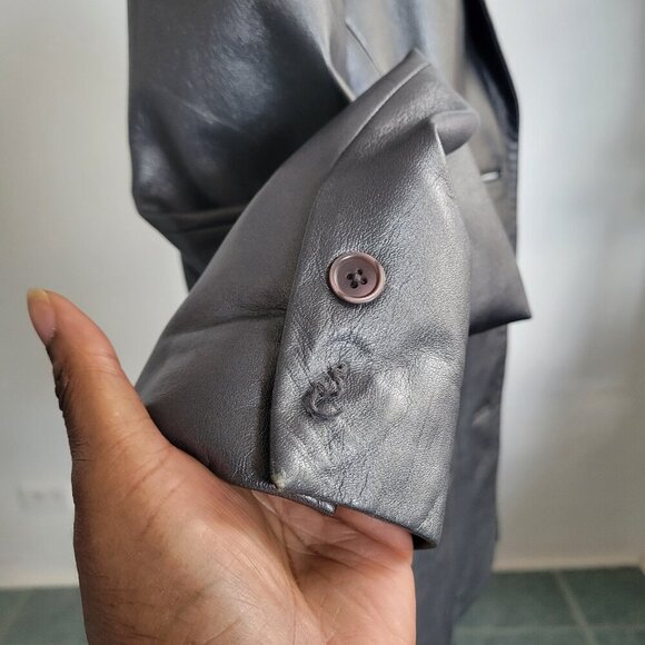 BUY AS IS: Willi Smith Silver Faux Leather Jacket/Blazer (Size: M) - Picture 12 of 16